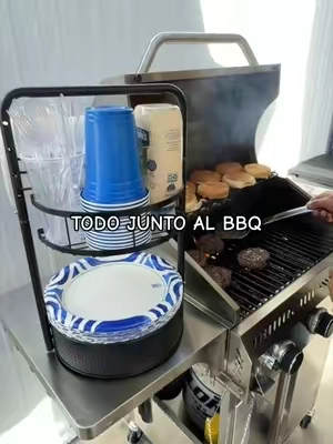 Sun Dreams 2-tier rotating organizer for BBQ days. Keep plates, cups, utensils, condiments and paper towels right by the grill. #BBQOrganization #RotatingOrganizer #OutdoorDining #TikTokShopCreatorPicks #tiktokshopstockup