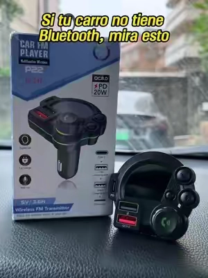 Si tu carro no tiene Bluetooth, mira esto.#bluetoothfmtransmitter #carcharger #fastcharging #tiktokshopstockup #FathersDayGift 
