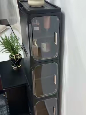 This slim cabinet fits any space by your sink or toilet, yet it stores tons of stuff.#storage #rollingcart #cabinet #organization#bathroomessentials