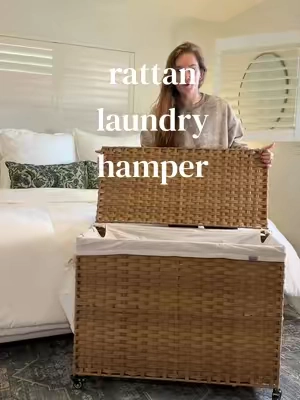 my favorite rattan laundry hamper that helps keep our lives so organized 👏 @SONGMICS HOME #laundry #laundryhamper #homeorganization #organizedhome #homedecor 