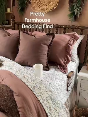 Soft farmhouse bedding find I love a set that makes the whole bed look pulled together without having to mix and match everything. The florals, ruffle detail, and matching pieces make the room feel so pretty . Linked if your bedroom needs a pretty little reset.#HomeFinds #Bedding #bedroomrefresh #CozyBedroom #comforterset 