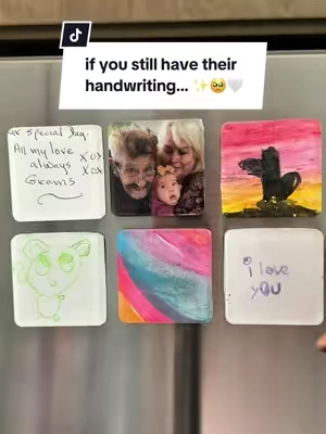 If you’ve been saving a card from someone you love, this is your sign. 🤍  And if you’re looking for a meaningful Christmas gift, have the kids write a little note or picture for Grandma and Grandpa and turn it into a keepsake they’ll treasure. 🎄 #keepsakes #diymagnet #thoughtfulgift #affordablegifts #memories 