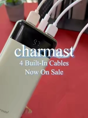 This just replaced the little pile of cables in my bag. 😂🔋 Four built-in cables + fast charging + a digital display. #charmast #powerbank #portablecharger #tiktokshopstockup #iphone @tiktok creators 