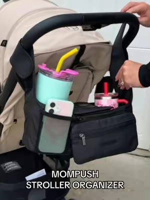 I am so excited about my new stroller organizer! @mompush thought of everything! #strollercaddy #strollerorganizer #mommusthaves #momhacks #mompushstroller 