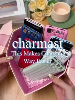 If you like keeping your bag simple, you’ll love this. 👀 Four built-in cables, no cable mess, and it’s on sale! #charmast #powerbank #portablecharger #travelessentials #tiktokshopstockup 