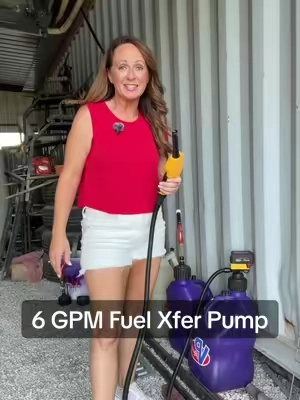 This 6 GPM fuel transfer pump makes filling up the mower so much easier. #FuelTransferPump #LawnMower #YardWork #GarageTools #CountryLiving @Ecarke 