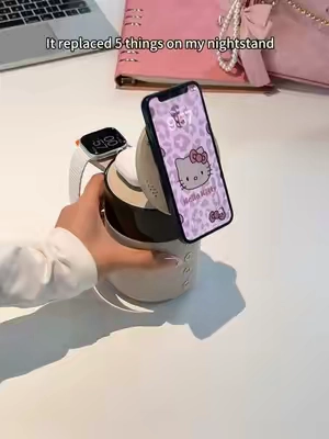 Girlies, you need to see this! This wireless charging station does way more than just charge your phone. It’s also a Bluetooth speaker, a night light, and so much more!  

#chargingstation#wirelesscharger#bluetoothspeaker#weeklydeals#tiktokshopstockup