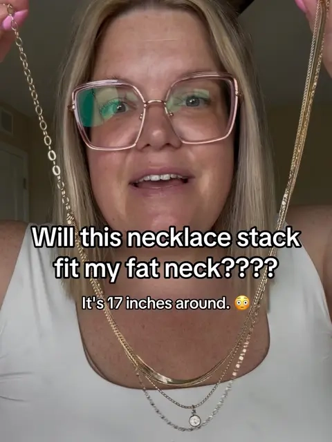 This prebuilt necklace stack is ready to go and looks like you put in so much effort when you actually put in none. The best part is it fits fat necks! I have a 17 inch circumference neck and it actually fits my neck and I have so much room. If you're used to having your necklaces, be a choker we always have to use an extender. This is the necklace for you. ##plussize##TiktokShopFallDealsForYou##necklace