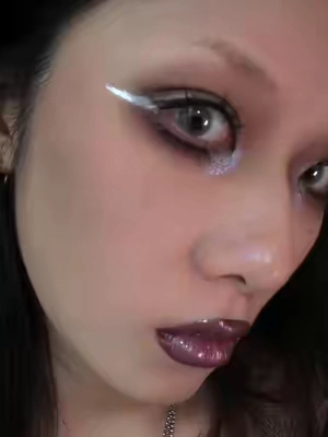 Metallic chrome eyes. 🩶⚡️ #KaleidosEyeliner in Moon Mechanic High-impact silver chrome with intense metallic sparkle made for cyber goth makeup and futuristic eye looks. #silvereyeliner #chromemakeup #metallicmakeup #altmakeup  