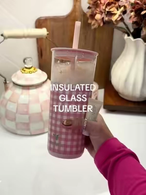 iced coffee just tastes better in a cute cup 🧋💕 NEW colors in the viral insulated glass tumblers 💖 #icedcoffeetumbler #icedcoffeelover #coffeetumbler #pinktumbler #coffeetok @Reduce  
