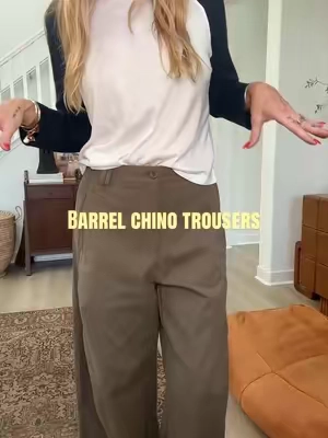 100% cotton. So comfortable and absolutely gorgeous! I’m 5’9”-140 wearing the large. #trousers #cottonpants #barrelpants #chinos #workpants 