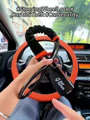 🚗🔒 This is the most economical way to protect your car. Every car should be equipped with this security lock! #steeringwheellock #carmusthaves #truck #tiktokmademebuyit #caraccessories