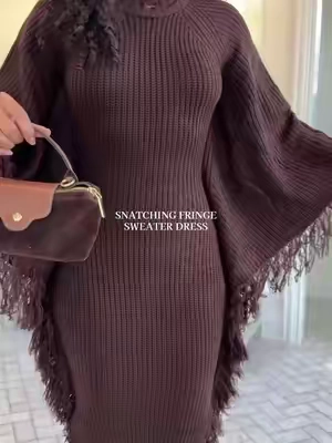 Who’s here before it sells out?? This dress is 10/10 😍✨ #fashionova #fringedress #fallfashion #AffordableFashion #maxidres 