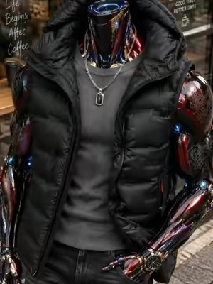 Men’s Slim-Fit Hooded Waistcoat - Sleeveless Front-Zip Gilet, Cozy, Suitable for Winter Streetwear, Size L#DealsforYouDays #mensfashion #fashion #TikTokShopBlackFriday #sohochic 