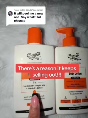 Replying to @It’s Sondie Go in with the wash first (it smells so good) & then top it off with the lotion & thank me later!! #chemistatplay #brighteningskincare #exfoliatingbodywash 