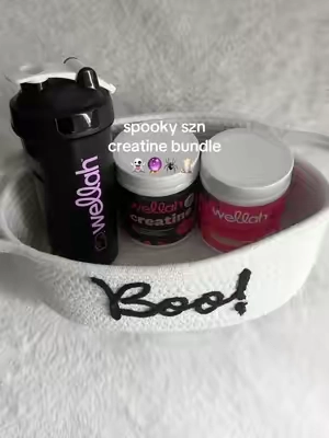 gym essential!! 🖤 #wellah #creatine #halloween #spookyszn #gym 