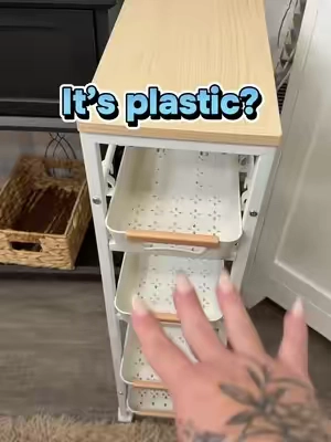 Great little sturdy storage cart for small spaces #storagesolutions #storagecart #smallspaceliving #kitchenstorage #bathroomorganization 