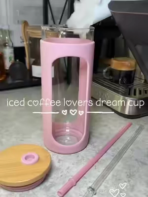 so cute 🥹💓  iced coffee always tastes better in a glass cup + now you don’t have to freeze your hands off 🤌🏻 #icedcoffee #coffeecup #icedcoffeecup #icedcoffeeathome #glasstumbler 