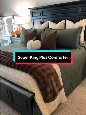 I’ll never go back to a king size!  #comforter #comforterset #bedding #cozyseason #fallbedding 
