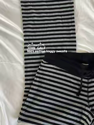 Love the stripes!! @pacsun #johngalthaul #brandysweatpants #cottonsweats #pajamas #loungewearfinds 