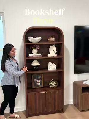 Librero decorativo ✨🤎☁️🕯️🪵#bookshelf #falldecor #bookshelfdecor #fallhomedecor #tiktokshopfalldealsforyou 