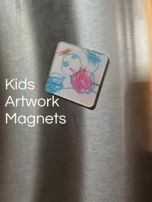 Every tiny masterpiece deserves fridge space 🥹🖍️ #kidsartwork #fridgeart #magneticframes #kidskeepsake #momfinds