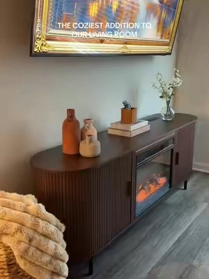 Stunning 🤎 #tvstand #homedecor #livingroomdecor #bedroomdecor #cozyvibes 