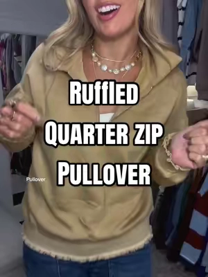 Cozy little ruffled quarter zip for fall!! Cutest details! @shewin_official_us #pullover #quarterzip #falltops 