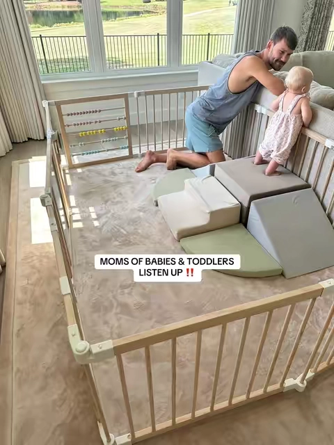This is the color beige 🤎 #baby #babyplay #playmat #babytoy #playpen 