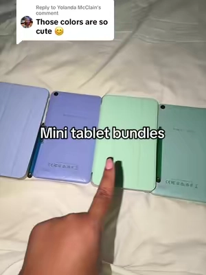 Replying to @Yolanda McClain The colors are so pretty! These are the next Best Buy on TikTok right now! They’re sleek, small and easy to carry around, fast, good quality and a great price! Perf for an Xmas gift too! #minitablet #tablets #tabletbundle #electronics #kidstablet 