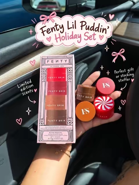 The lip marks are mini 🥹 with new scents!! @Fenty Skin @Fenty Beauty #fentyskin #fentyholiday #fentyholiday2026 #fentybeauty #holidaygiftset 