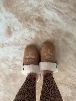 The boot slippers are back 🔥  #bootslippers #squaretoe #cowboybootslippers #westernstyle 