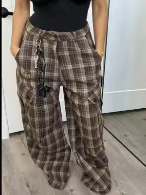 baggy plaid cargo pants #baggypants #plaidcargo #plaid #cargopantsoufit #baggyfit @AELFRIC EDEN 