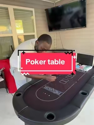Perfect table for hosting a poker night. #pokertable #texasholdem #pokernight #pokerchips 