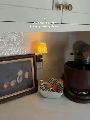 and this pleated fabric lampshade?! it’s also dimmable, has a dusk to dawn sensor and gives the coziest glow✨🕯️@ORADO Official #nightlight #cozyhome #cozykitchen #kitchenlighting #lamps 