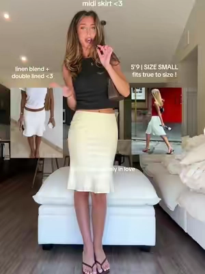 the perfect classic midi skirt!! love that this is a linen blend and affordable too<3