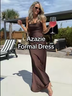 Azazie stretch satin dress💛  #azazie #bridesmaiddress #weddingguestdress #formaldress #sohochic @Azazie US 
