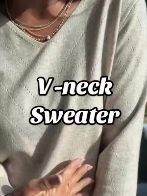 V-neck knit sweater by @WIHOLL knit top for fall. 🍂 #knittop #vnecksweater #fashionover50 #lightweightsweater #tiktokshopfalldealsforyou 