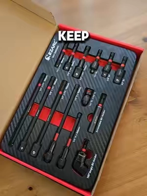 Conquer tight spots and reach every tricky bolt with the heavy-duty EZARC 14-piece impact socket adapter set featuring 1/4", 3/8", and 1/2" drive adapters, swivel joints, and a 105-degree right angle driver. #impactdriver #impactsockets #toolreview #powertools #toolupgrade 