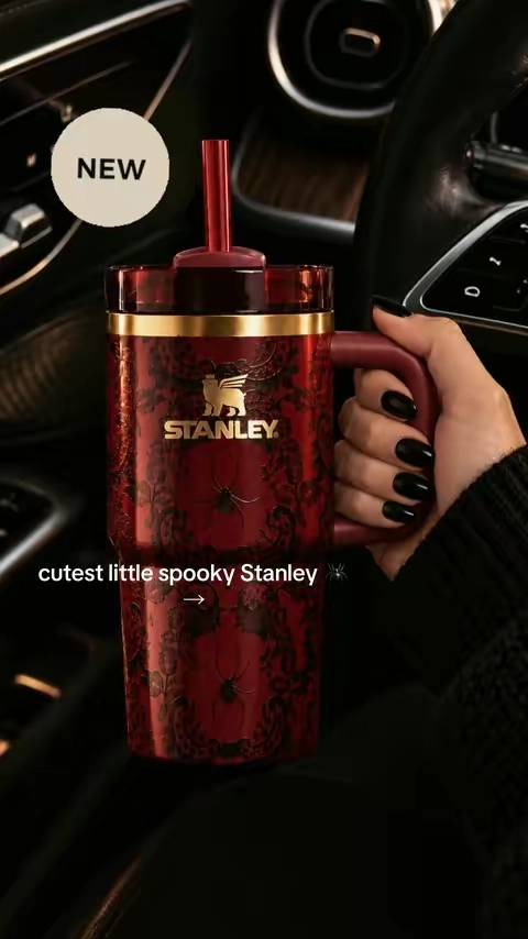 A little spooky, a little glam, and the perfect size for everyday sips 🕷️🖤 #StanleyTumbler #SpookySeason #BurgundyAesthetic #TumblerFinds #FallFavorites