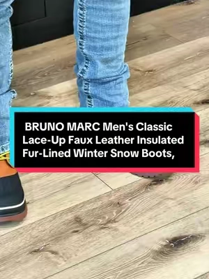 928  BRUNO MARC Men's Classic Lace-Up Faux Leather Insulated Fur-Lined Winter Snow Boots, ##TiktokShopCreatorPicks##TiktokShopFallDealsForYou##TiktokShopBlackFriday