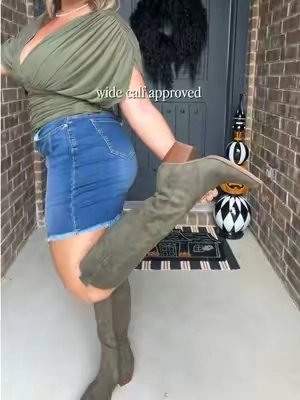 This green is going to be perfect for fall 🫒🫒🫒 @Dream Pairs  #widecalfboots #boots #cowgirlboots #tiktokshopstockup #fallboots 