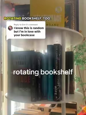 Replying to @Erin E my favorite bookshelf📚💕✨ seriously the rotating bookshelf is a game changer for small spaces! #booklover #bookshelf #rotatingbookshelf #BookTok #booktokgirlie 