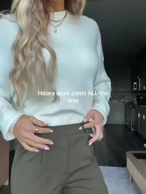 the hype is REAL #halara #workpants #comfywear #officeoutfit #halarapants 
