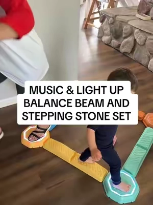 When you need to burn off some toddler energy but want to actually PLAY with them too 🥹 This turns it into a fun little challenge for everyone while they work on balance + gross motor skills. #learningthroughplay #toddleractivities #indoorplay #grossmotorskills #toddlermusthaves 