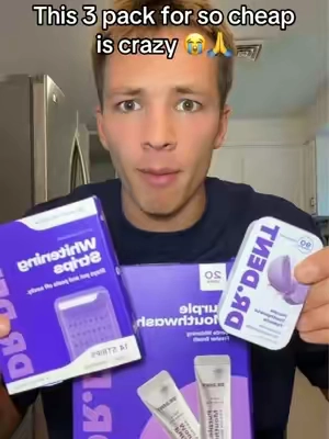 Dr. Dent purple routine bundle with whitening strips, mouthwash, and toothpaste tablets! 🙌 #drdent #drdentteethwhitening #whiteningstrips #purplemouthwash #toothpastetablets  