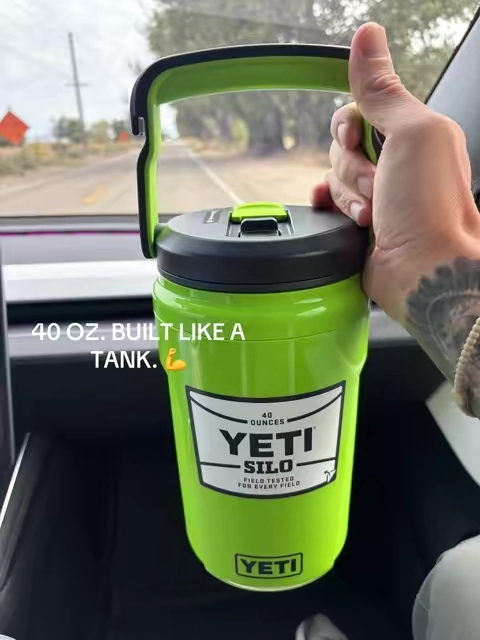 40 oz of ice-cold hydration without babying your drink all day. 🧊 The YETI Silo is rugged, easy to carry, and this green is impossible to miss.  #YETI #YETISilo #tiktokshopfalldealsforyou #OutdoorGear #YETICoolers
