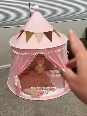 This tent is the perfect cozy space for your kids! It’s also a great backdrop for imaginative play! #kidsplaytent #playtent #kidsgiftideas #giftforkids #playroominspo 