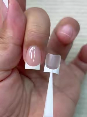 Seamless half tips, really? 💅VV #nail #pressonnails #frenchnails #fyp #squarenails 