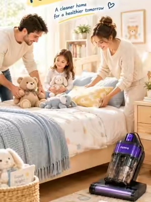You Finally Clean the Couch Your Kids Basically LIVE On🤮#FEEPO #mattressvacuum #dustmites #cleaning #tiktokmademebuyit #fyp